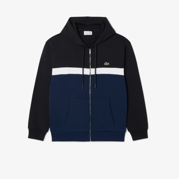 Sudadera Cremallera LACOSTE Negra Bloques de Color