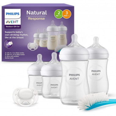 Set De 4 Biberones Reci&eacute;n Nacido + Chupete Ultra Soft Y Cepillo Philips Avent