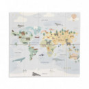 Alfombra De Juegos Reversible Fancy 8918 Mapa Mundi 180x200 Cm. Ms