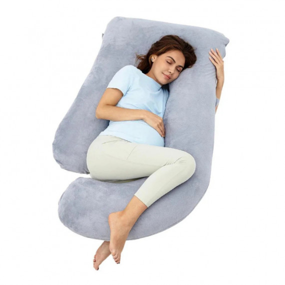 Almohada De Lactancia Forma "u" Gris Terciopelo