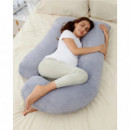 Almohada De Lactancia Forma "u" Gris Terciopelo