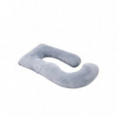 Almohada De Lactancia Forma "u" Gris Terciopelo