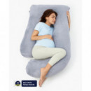 Almohada De Lactancia Forma "u" Gris Terciopelo