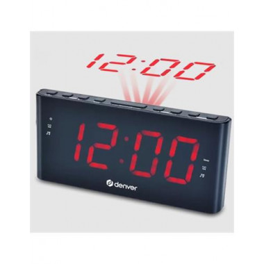DENVER Radio Reloj Despertador Proyector Hora CPR-710/ FM negro
