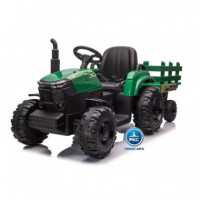 Tractor Electrico 24V Verde con Remolque  PEKECARS