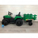 Tractor Electrico 24V Verde con Remolque  PEKECARS
