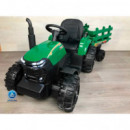 Tractor Electrico 24V Verde con Remolque  PEKECARS