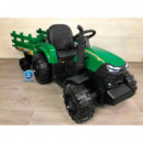 Tractor Electrico 24V Verde con Remolque  PEKECARS