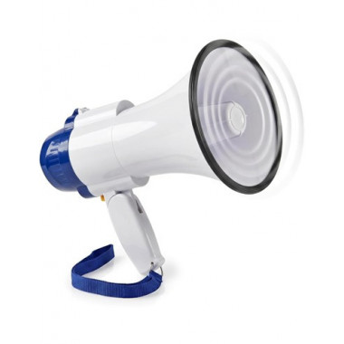 NEDIS Megafono 25W con Micro/ Sirena/grabacion/bluetooth Negro/blanco MEPH250WT