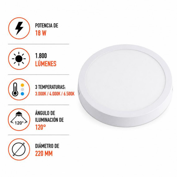 Downlight Circular Sobrepuesto Cct AIRMEC 18W - Guanxe Atlantic Marketplace
