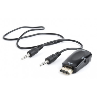 ADAPTADOR CONVERSOR GEMBIRD DE DIGITAL A ANALOGICO HDMI-M A VGA-H CON AUDIO