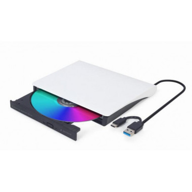 Grabadora DVD Externa Gembird DL RW USB-A USB-C Blanco-Negro (DVD-USB-031-BW)
