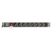 Regleta GEMBIRD de 8 Enchufes Schuko con Protección para Armario Rack (C14, Cable 3 Metros) EG-PDU-014-C14