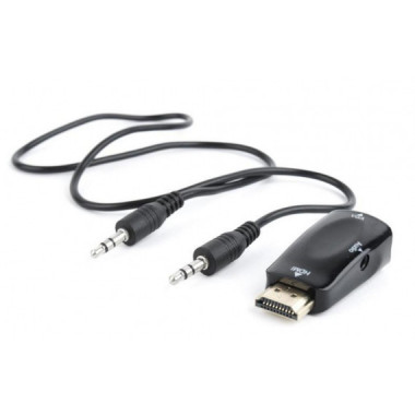 Adaptador Convertidor Gembird HDMI Macho a VGA Hembra con Audio (Negro) A-HDMI-VGA-02