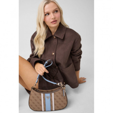 NOELLE II TOP ZIP SHOULDER BAG LATTE LOG