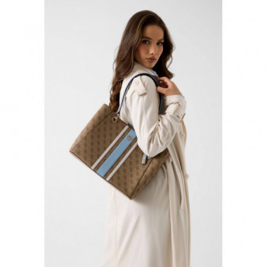 NOELLE II TOTE LATTE LOGO/LIGHT BLU