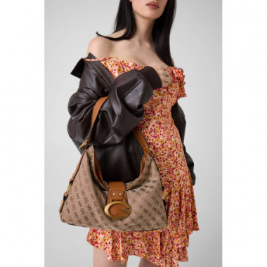 CAMDEN SHOULDER BAG LATTE LOGO/COGNAC