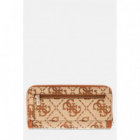 Audrey Logo Slg Lrg Zip Around Latte Log  GUESS