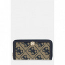 AUDREY LOGO SLG LRG ZIP AROUND NAVY LOGO