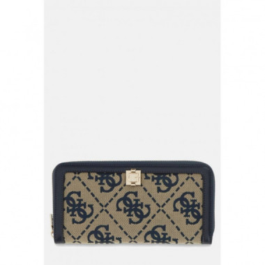 AUDREY LOGO SLG LRG ZIP AROUND NAVY LOGO