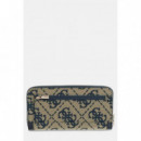 AUDREY LOGO SLG LRG ZIP AROUND NAVY LOGO