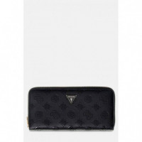 Diana Slg Large Zip Around Black Logo  GUESS