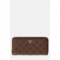 Diana Slg Large Zip Around Chocolate Log  GUESS