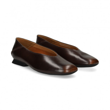 Bailarina Costura Talon Piel Burdeos  CAMPER