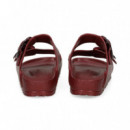 SANDALIA 2 HEBILLAS GOMA BURDEOS