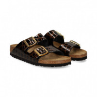 Sandalia 2 Heb Piel Briilo Negro  BIRKENSTOCK