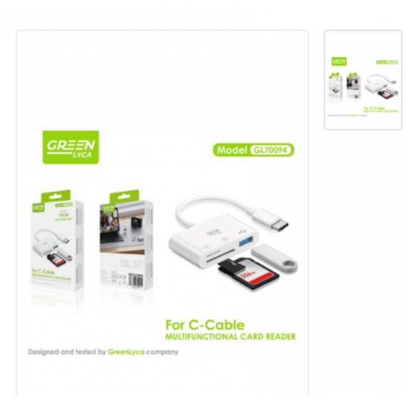 Lector de Tarjeta Greenlyca Micro Sd Tipo-c USB para Iphone, Smartphones y Tablet GL70094  GREEN LYCA