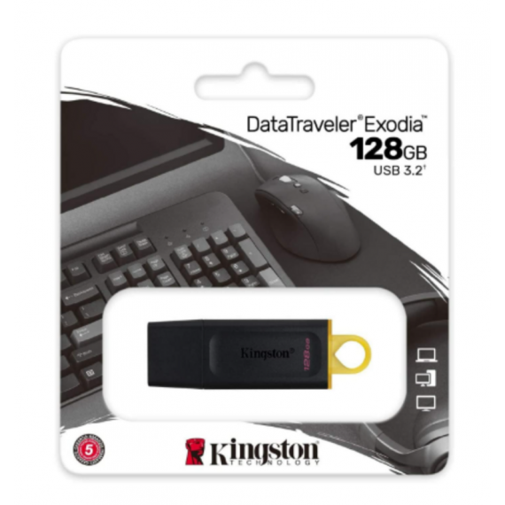 Pendrive KINGSTON Datatraveler Exodia USB Type-a USB 3.2 128GB Negro/naranja DTX/128GB