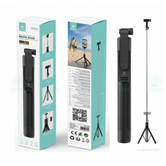 Palo Selfie IKREA BLUETOOTH con Control Remoto Negro hasta 1.7M WE5228