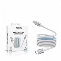 Cable Magnético ACCETEL Enrollable Usb-c a Usb-c 60W 1M CU2917 Blanco