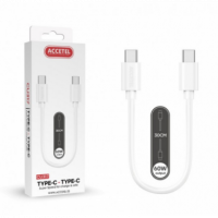 Cable Datos ACCETEL Carga Rápida 60W Usb-c a Usb-c 3A Blanco (0.30M) CU317