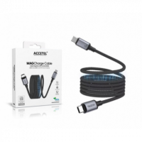 Cable Magnético ACCETEL Enrollable Usb-c a Usb-c 60W 1M CU2916 Negro