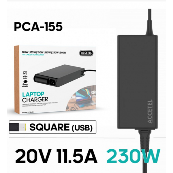 Cargador Portátil para Lenovo 20V 11.5A Square (usb) 230W PCA-155  ACCETEL