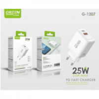 Cargador Ultra Rápido GREEN LYCA Pd con 1 Puerto Usb-c 25W 3.0 Soporte de Voltaje G-1207