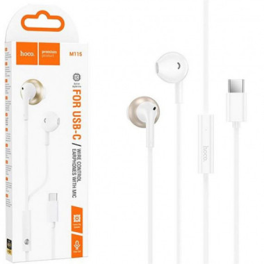 Auriculares Hoco M115 Sagacious con Micr&oacute;fono USB-C Blancos