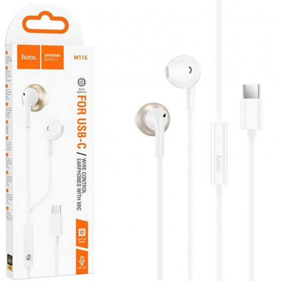 Auriculares Hoco M115 Sagacious con Micrófono USB-C Blancos