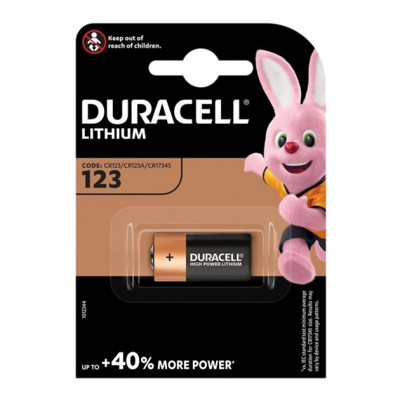 DURACELL CR123/CR123A/CR17345 Pila de Litio para Fotografía (1 Unidad)