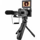 AGFAPHOTO Kit de Vlogging Cámara VLG-4K con Zoom 5X, Trípode Powerbank y Micrófono