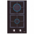 Encimera de Gas CATA Sci 3002BK de 2 Fuegos, Cristal Negro