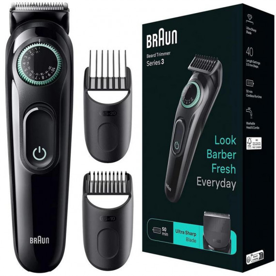 Recortadora de Barba y Corporal BRAUN BT3411 Recargable con 40 Ajustes