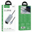 Adaptador HOCO HB1D Hub Usb-a 4 en 1 con 3X USB 2.0 y Ethernet RJ45