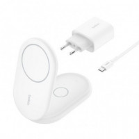 Base de Carga Inalámbrica Plegable Belkin 2 en 1 Qi2 15W Blanca (WIZ028VFWH)
