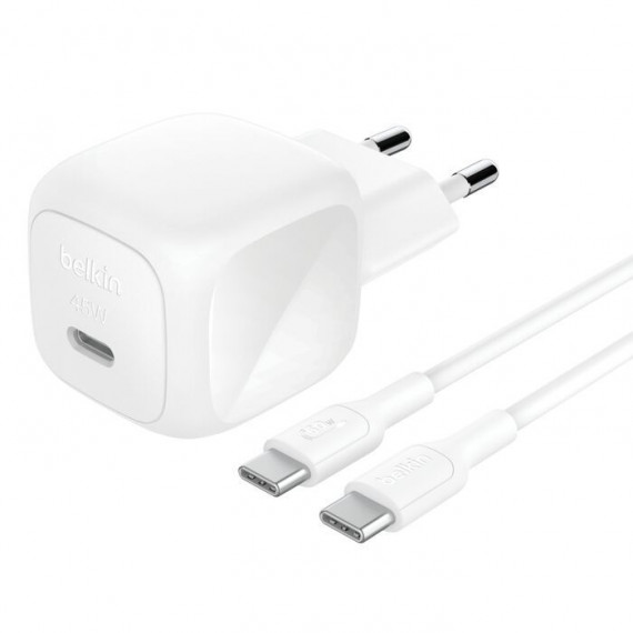 Cargador Belkin de Carga Rápida 45W con Cable USB-C a USB-C 1 Metro Blanco (WCA013KQ1MWH-B6)