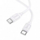 Cable HOCO X115 Surpass Usb-c a Usb-c 60W de 1 Metro, Blanco