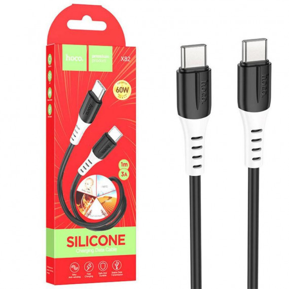 Cable Usb-c a Usb-c HOCO X82 de Silicona, Negro, 1 Metro, 60W