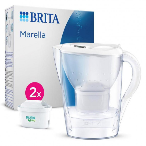 Jarra Filtrante BRITA Marella 2,4L con 2 Filtros Maxtra Pro, Blanca